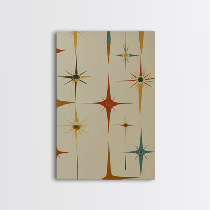 Mid Century Modern Atomic Starburst Retro Wall Art - Atomic Decor - Canvas Print - 50s Style Wall Art - MCM Mid Century Modern Art