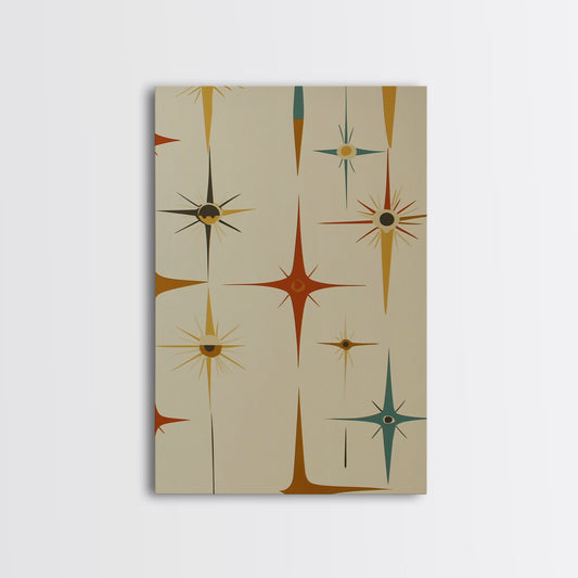 Mid Century Modern Atomic Starburst Retro Wall Art - Atomic Decor - Canvas Print - 50s Style Wall Art - MCM Mid Century Modern Art
