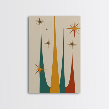 Retro Mid Century Modern Star Burst, 1950s Style Wall Art, Canvas Print, Star Burst Canvas, Retro Home Decor, Starburst Wall Art
