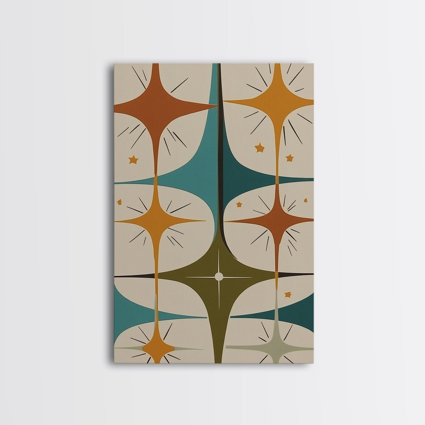 Art Deco Star Burst Canvas Print Wall Art, Retro 1950s Style, Starburst, Mid-Century Modern Wall Art, Minimalist Home Decor, Modern Art