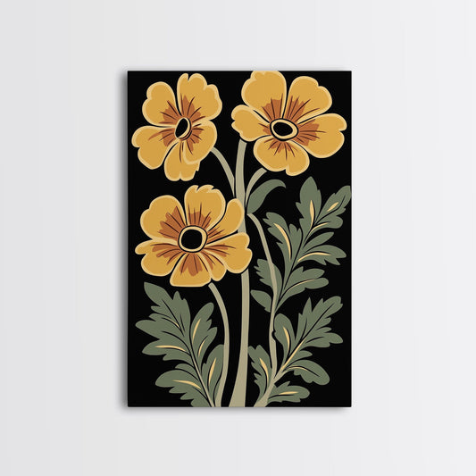 Abstract Floral Botanical Framed Canvas Wall Art, Abstract Botanical Print Minimalist Modern Art Boho Wall Decor Living Room Wall Art