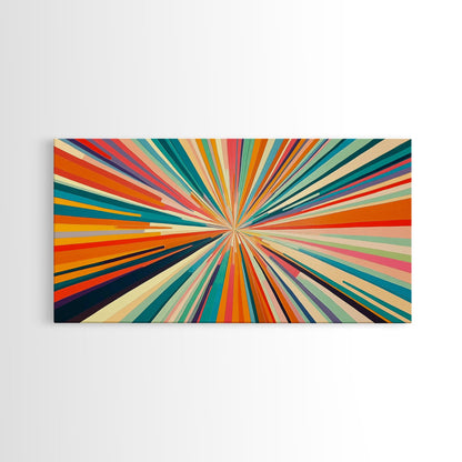 Sunburst Canvas Wall Art Canvas Print | Horizontal Pastel Color Sunset Print | Panoramic Abstract MCM Style Wall Art | Large Wide Print