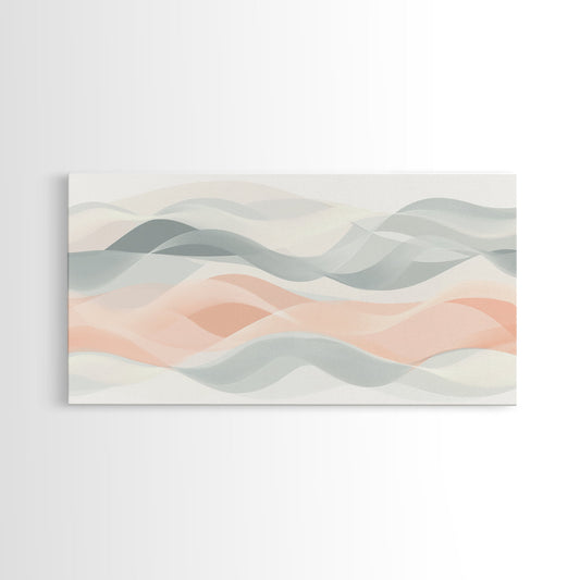 Retro Wall Art MCM Inspired Abstract Art, Mid-Century Modern Art, Retro Geometric Art, Ocean Waves, Modern Abstract Pastel Painting