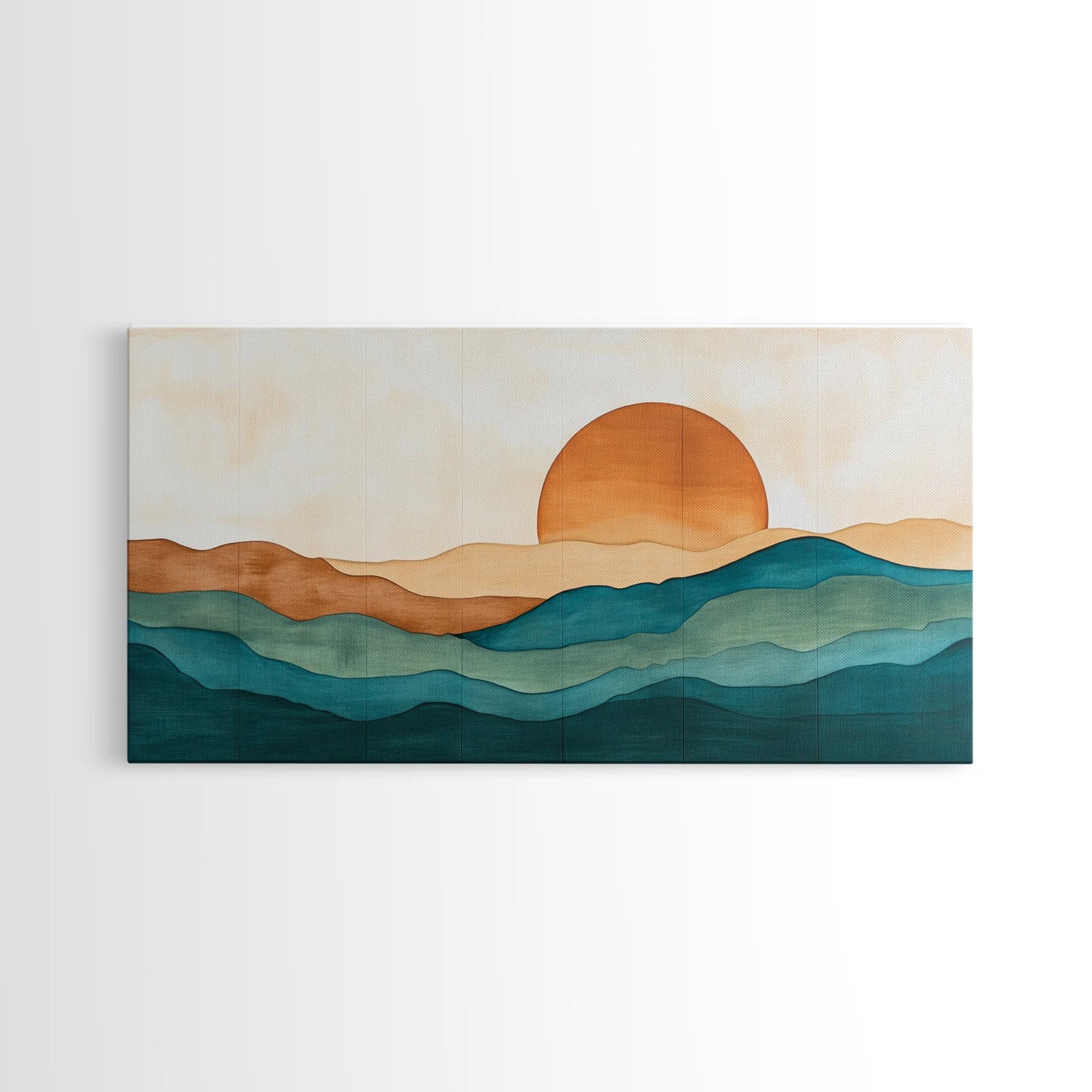 Kitsch Sunset Landscape Painting Print, Boho Wall Decor, Minimalist Wall Art, Eclectic Gift Idea, Kitsch Living Room Decor