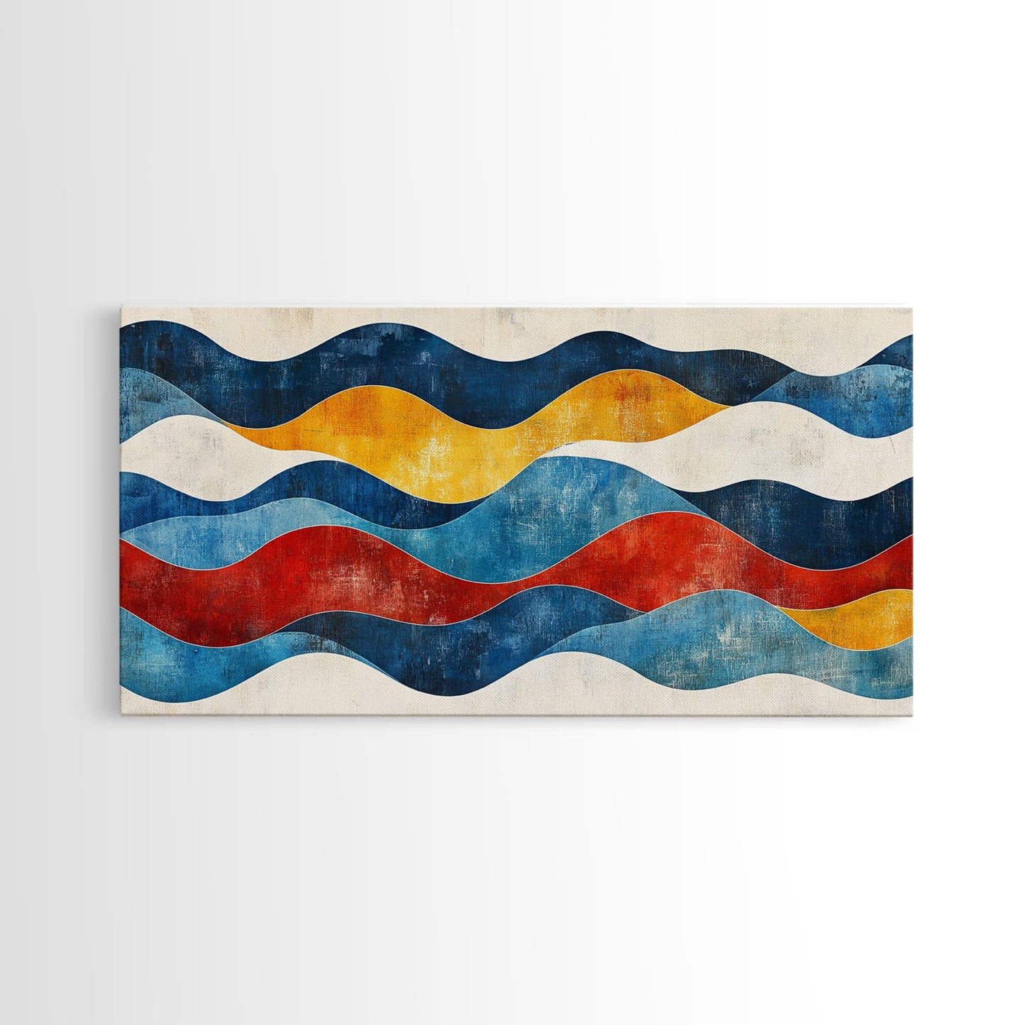 Boho Mid Century Modern Wall Art Canvas Print, Wood Frame Wall Art, Geometric Wall Art, Minimalist Wall Art, Housewarming Gift Idea