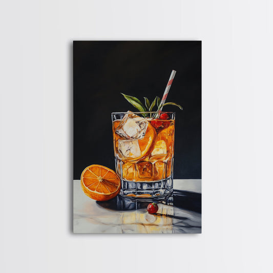Whiskey Sour Watercolor Painting Canvas Print, Cocktail Art, Bar Decor, Bar Cart Art, Cocktail Wall Art, Cocktail Painting, Home Bar Decor