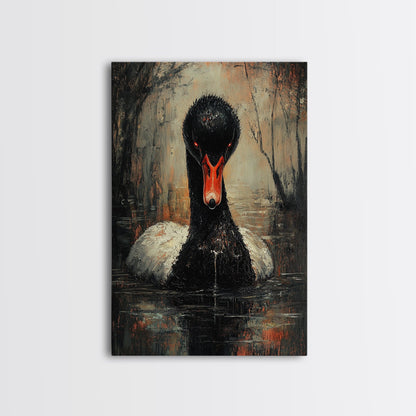 Evil Black Swan Painting Print, Gothic Home Decor, Halloween Decor, Spooky Season Wall Art, Black Swan Painting, Swan Decor, Animal Prints