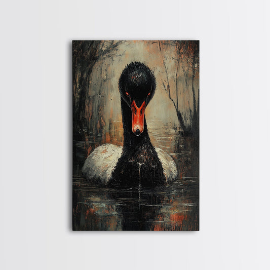 Evil Black Swan Painting Print, Gothic Home Decor, Halloween Decor, Spooky Season Wall Art, Black Swan Painting, Swan Decor, Animal Prints