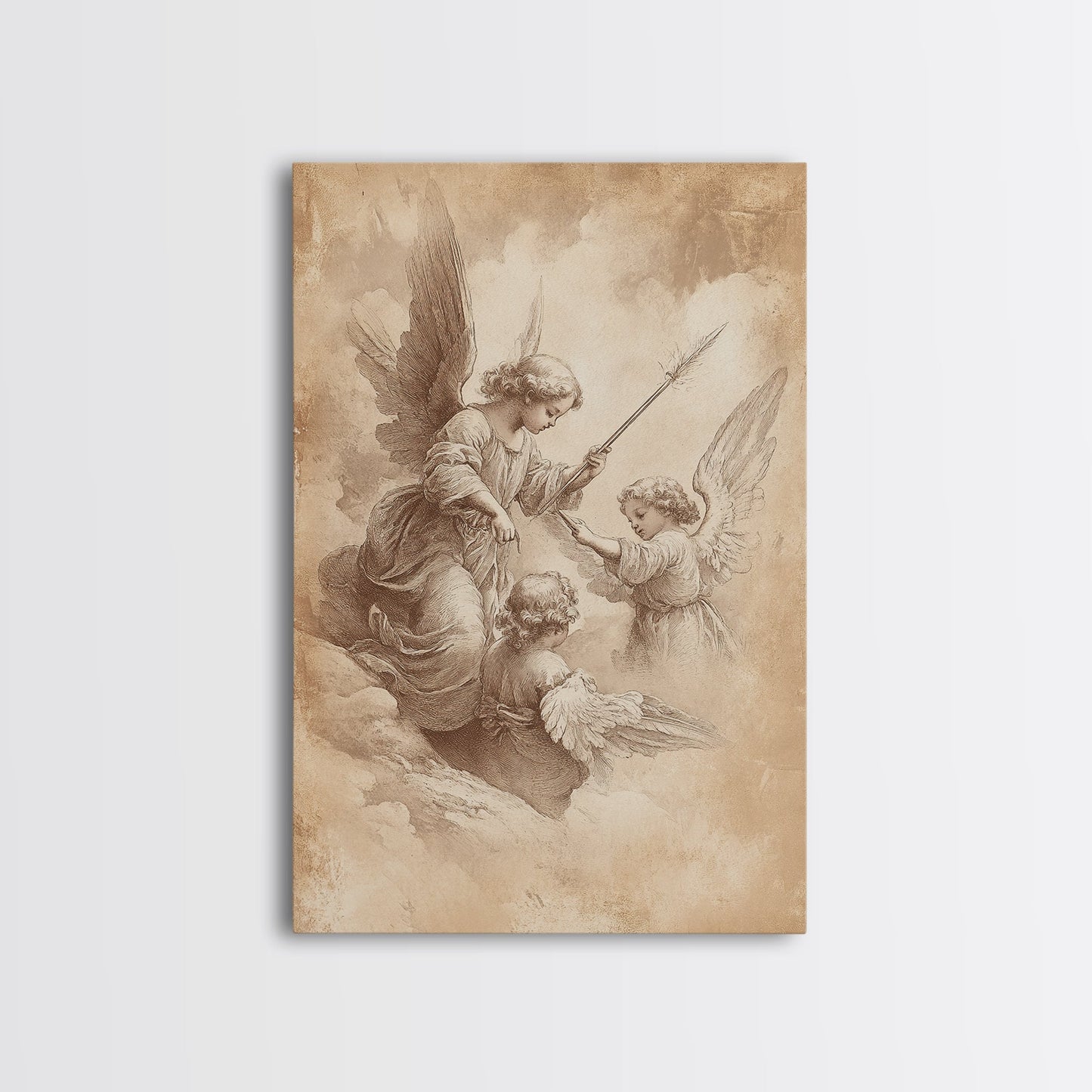 Angelic Painting Print, Framed Canvas Print, Angelic Wall Art, Abstract Angel Artwork, Personalized Gifts, Guardian Angels