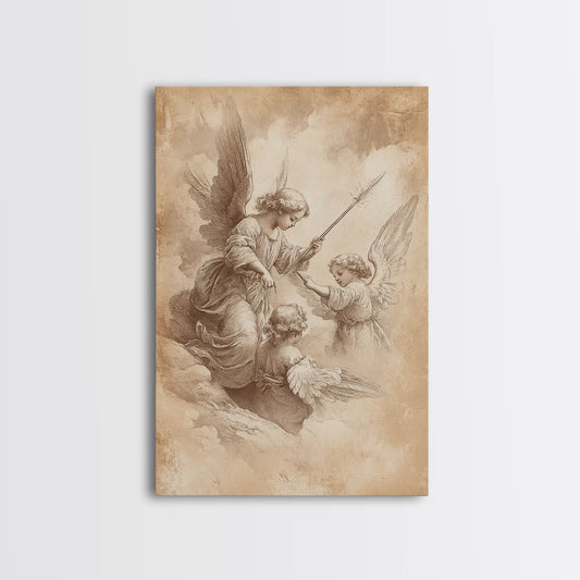 Angelic Painting Print, Framed Canvas Print, Angelic Wall Art, Abstract Angel Artwork, Personalized Gifts, Guardian Angels