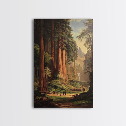 Ancient California Redwoods Framed Canvas Print, Fantasy Painting, Fantasy Wall Art, Beautiful California Wall Art