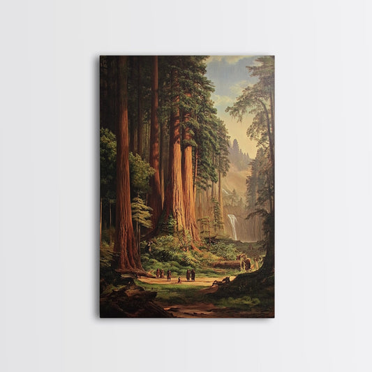 Ancient California Redwoods Framed Canvas Print, Fantasy Painting, Fantasy Wall Art, Beautiful California Wall Art