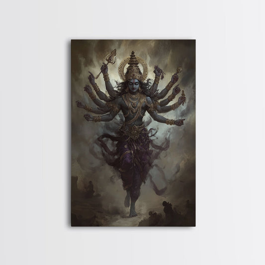 Radha Krishna Wall Art, Framed Canvas Print, Indian Inspired Wall Art, Krishna Painting, Hindu Art, Hinduism Decor