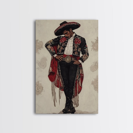 The Matador Oil Painting Canvas Print, Chicano Wall Art, Mexicano Decor, Mexican Inspired Wall Art
