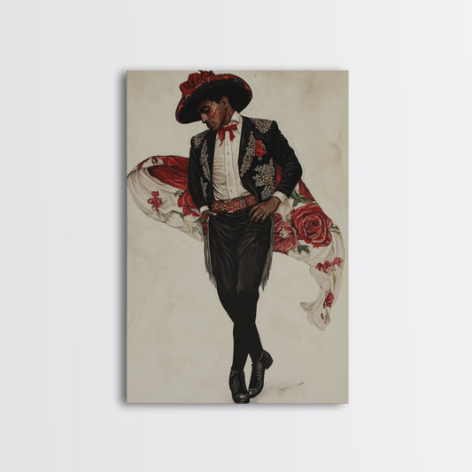 Spanish Toreador Framed Canvas Print, Impressionist Wall Art, Mexicano Wall Art, Spanish Decor, Spanish Wall Art, Cultural Decor
