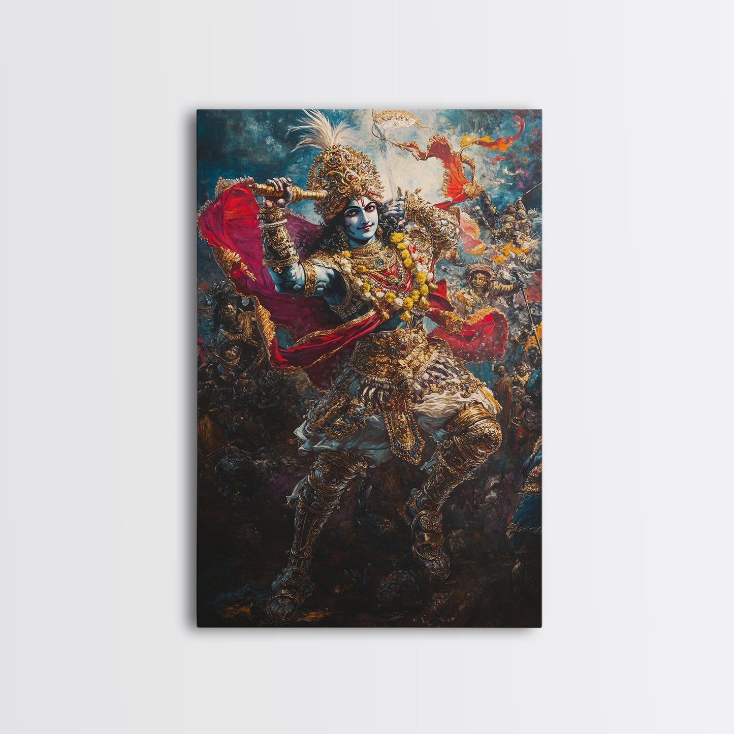 Krishna Wall Art, Radha Krishna Framed Canvas Print, Indian Hindu Wall Art