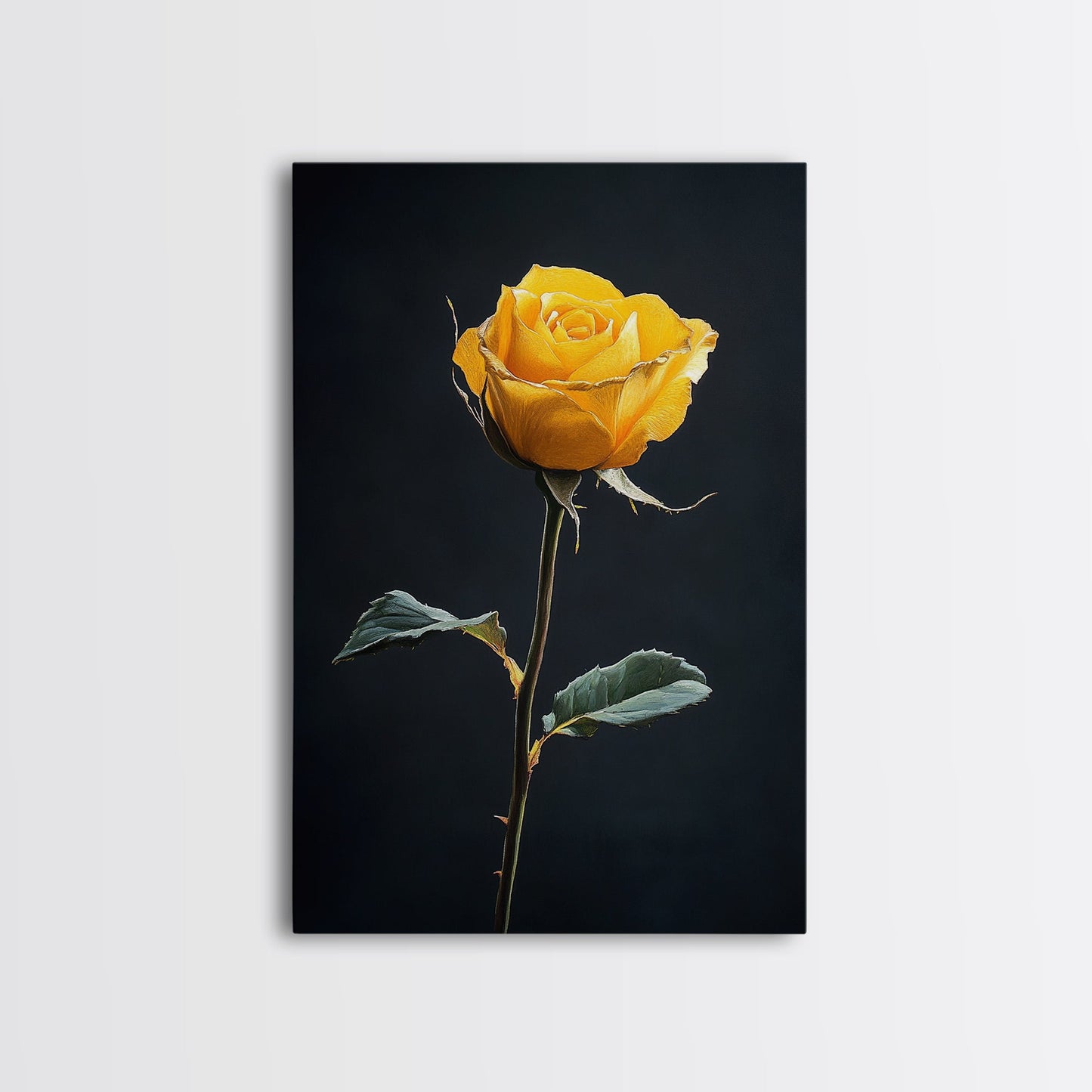Maximalist Painting Print of a Yellow Rose, Framed Canvas, Wood Framed Art, Modern Farmhouse Decor, Rose Painting, Rose Art