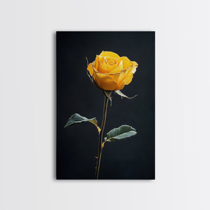 Maximalist Painting Print of a Yellow Rose, Framed Canvas, Wood Framed Art, Modern Farmhouse Decor, Rose Painting, Rose Art