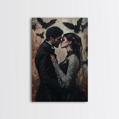 Dark Romance Painting Print, Dark Fantasy Art, Dark Fantasy Home Decor, Gothic Romance Print, Halloween Decor, Couple Gift Idea, Goth Wedding