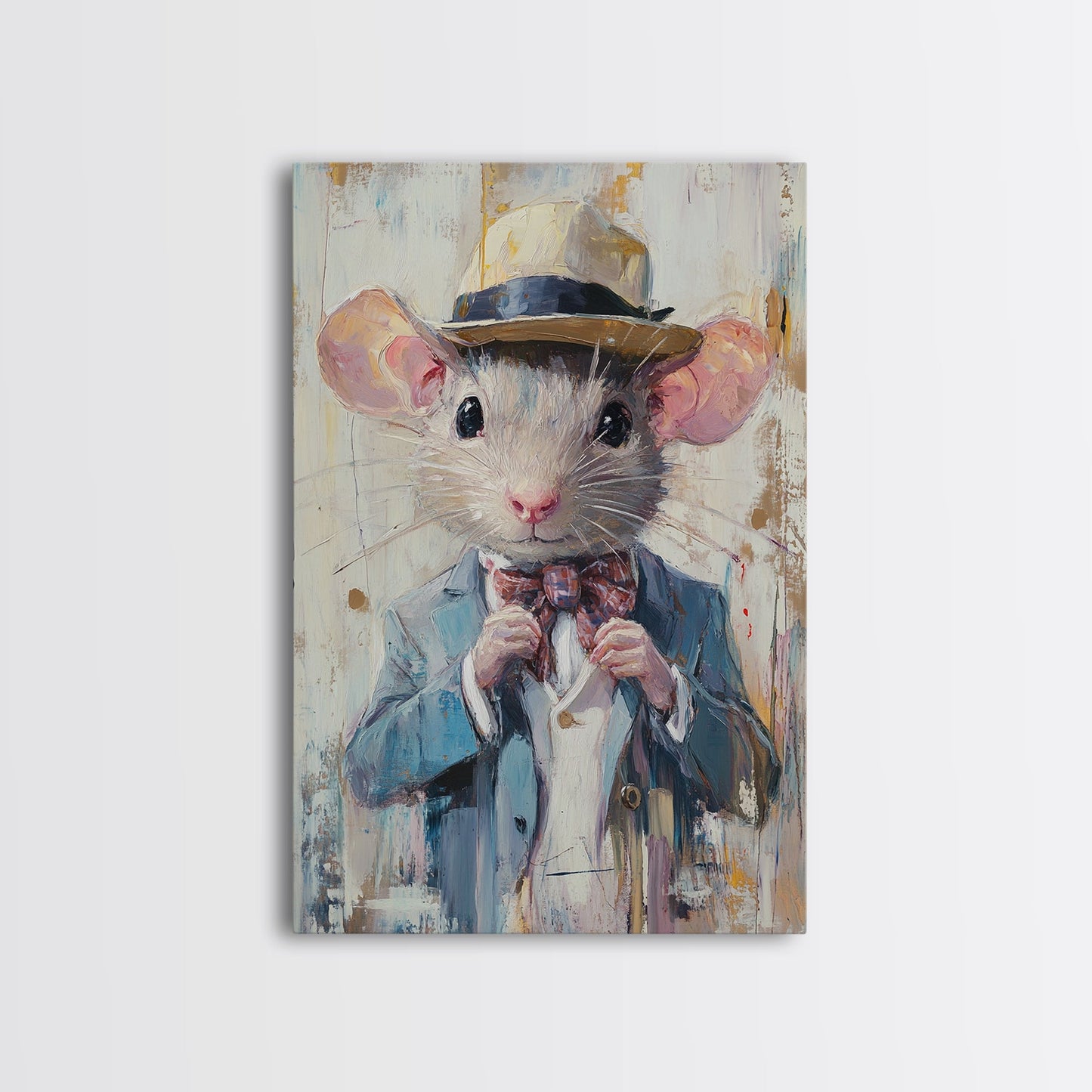 Dapper Rat Gentleman Canvas Print, Pet Rat Prints, Vintage Rat Art, Dressed Pets, Animals in Clothes, Pet in Costume Wall Art