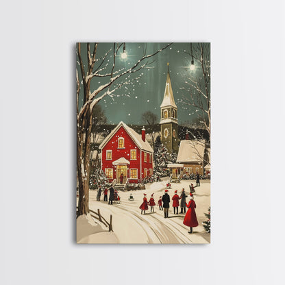 Small Town Christmas Painting Print, Christmas Village Art, Christmas Village Painting, Christmas Home Decor, Christmas Living Room Art