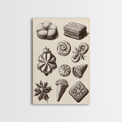 Cute Christmas Cookies Canvas Print - Framed Canvas - Minimalist Christmas Art - Boho Christmas Art - Rustic Christmas Art