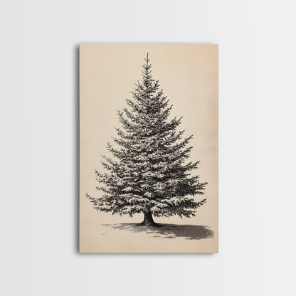 Sketch of a Christmas Tree Canvas Print - Framed Canvas - Minimalist Christmas Art - Boho Christmas Art - Rustic Christmas Art