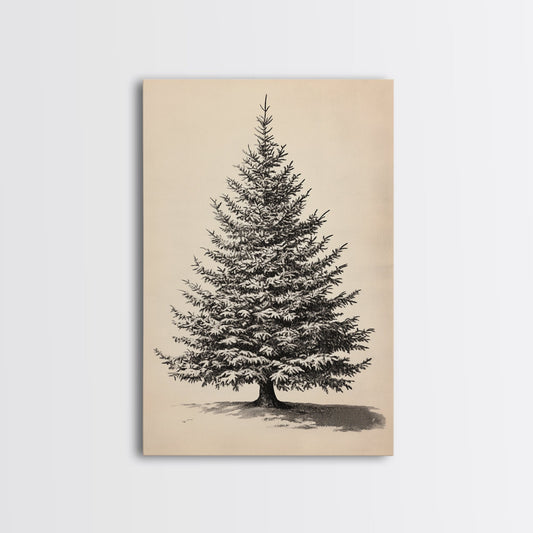 Sketch of a Christmas Tree Canvas Print - Framed Canvas - Minimalist Christmas Art - Boho Christmas Art - Rustic Christmas Art