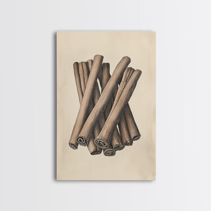 Christmas Cinnamon Sticks Canvas Print - Framed Canvas - Minimalist Christmas Art - Boho Christmas Art - Rustic Christmas Art