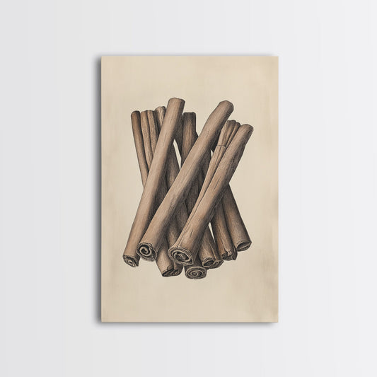 Christmas Cinnamon Sticks Canvas Print - Framed Canvas - Minimalist Christmas Art - Boho Christmas Art - Rustic Christmas Art