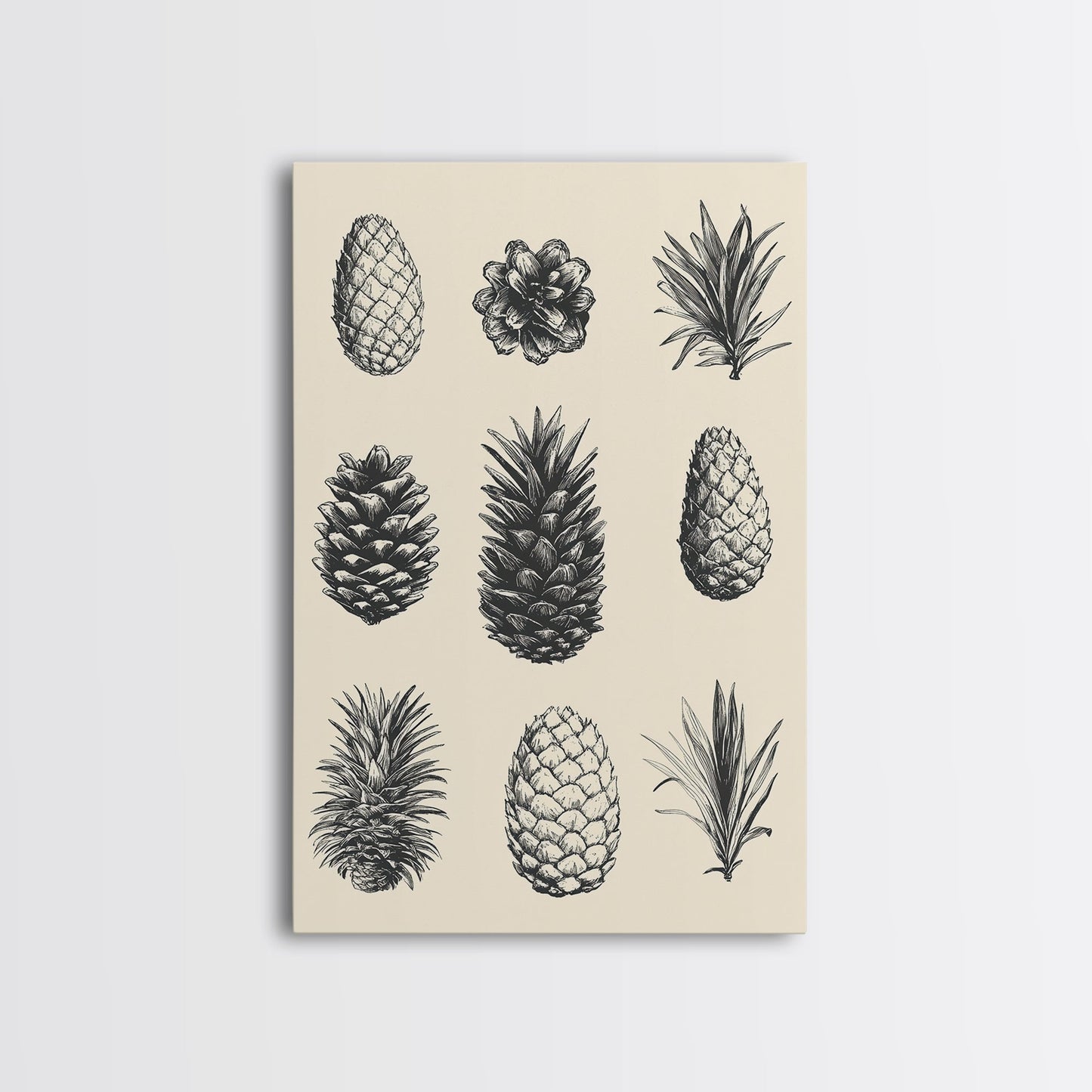 Christmas Pine Cones Canvas Print - Framed Canvas - Minimalist Christmas Art - Boho Christmas Art - Rustic Christmas Art - Pinecone Painting