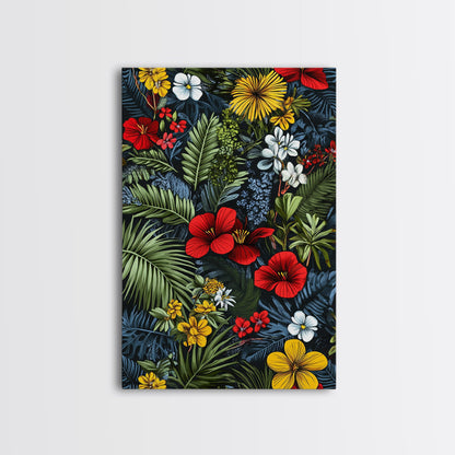 Jungle Painting Canvas Print, Mid-Century Modern Wall Art, Retro Home Decor, Wood Framed Canvas, Home Decor, Office Decor Gift Idea