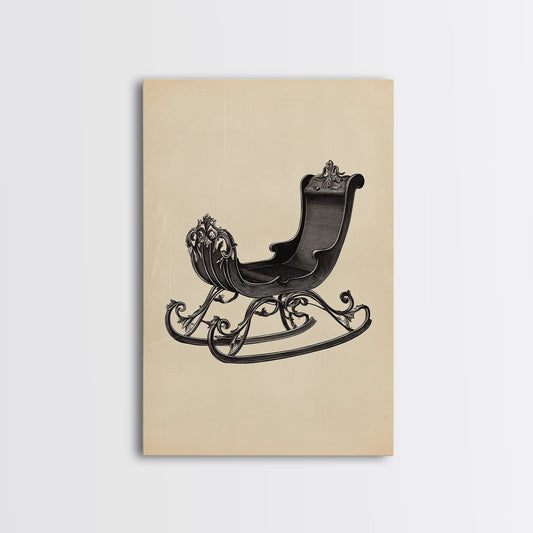 Christmas Sleigh Canvas Print - Framed Canvas - Minimalist Christmas Art - Boho Christmas Art - Rustic Christmas Art