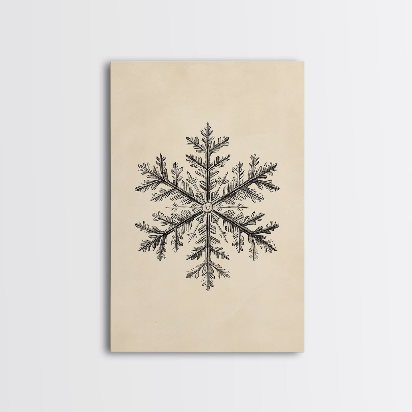 Drawing of a Snowflake Canvas Print - Framed Canvas - Minimalist Christmas Art - Boho Christmas Art - Rustic Christmas Art