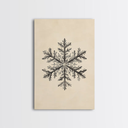 Drawing of a Snowflake Canvas Print - Framed Canvas - Minimalist Christmas Art - Boho Christmas Art - Rustic Christmas Art