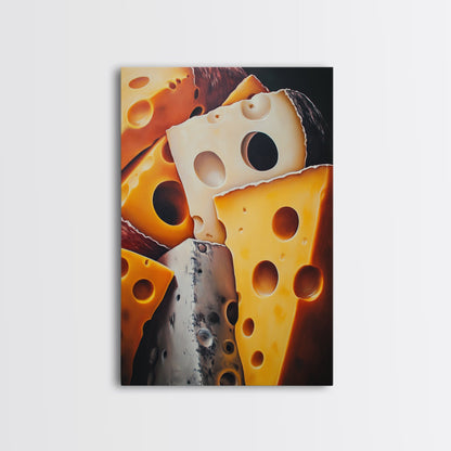 Kitchen Wall Art Painting of Cheese Canvas Print, Kitchen Decor, Modern Kitchen, Food Review Prop Decor