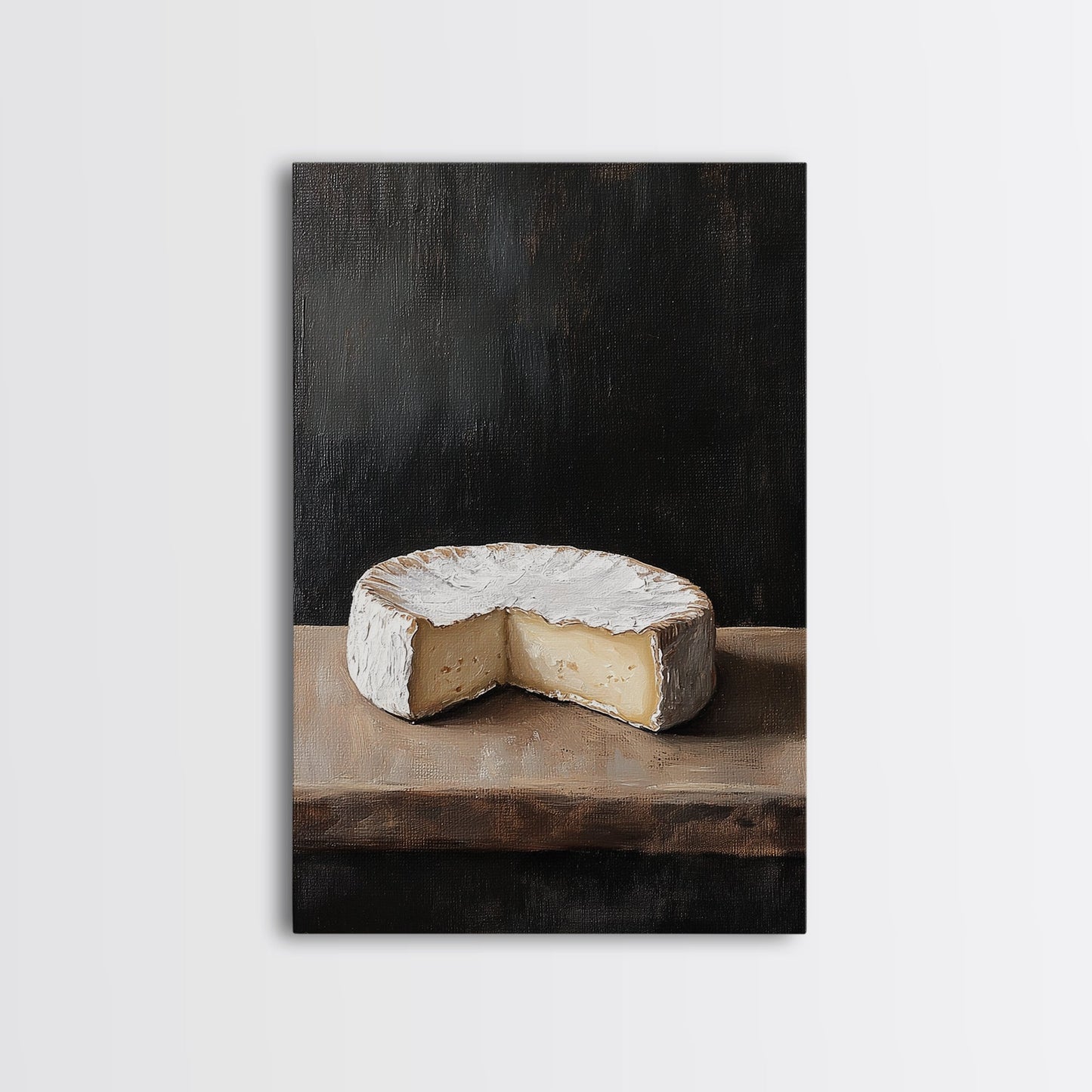 Wheel Of Cheese Painting Print, Brie Cheese Art, Cheese Painting, Cheese Still Life Oil Painting, Cheese Painting, Rustic Kitchen Decor
