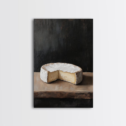 Wheel Of Cheese Painting Print, Brie Cheese Art, Cheese Painting, Cheese Still Life Oil Painting, Cheese Painting, Rustic Kitchen Decor