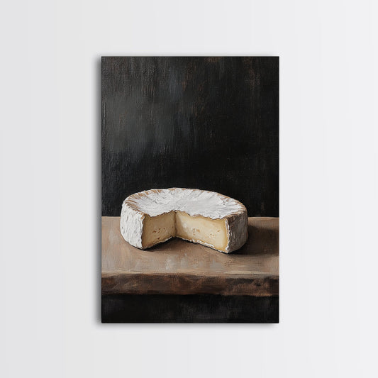 Wheel Of Cheese Painting Print, Brie Cheese Art, Cheese Painting, Cheese Still Life Oil Painting, Cheese Painting, Rustic Kitchen Decor