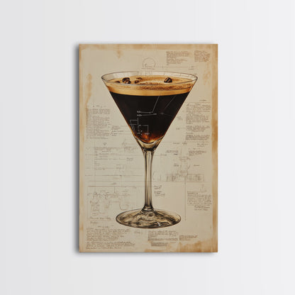 Espresso Martini Wall Art Canvas Print, Cocktail Painting, Cocktail Decor, Bar Decor, Bar Cart Art, Home Bar Wall Art, Kitchen Wall Art