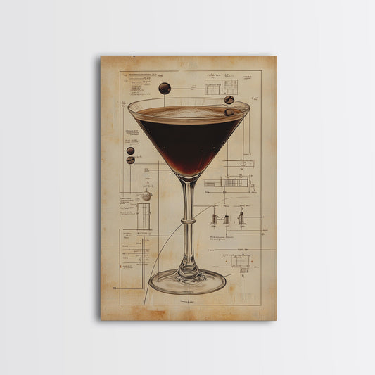 Espresso Martini Wall Art Canvas Print, Cocktail Painting, Cocktail Decor, Bar Decor, Home Bar Wall Art, Kitchen Wall Art