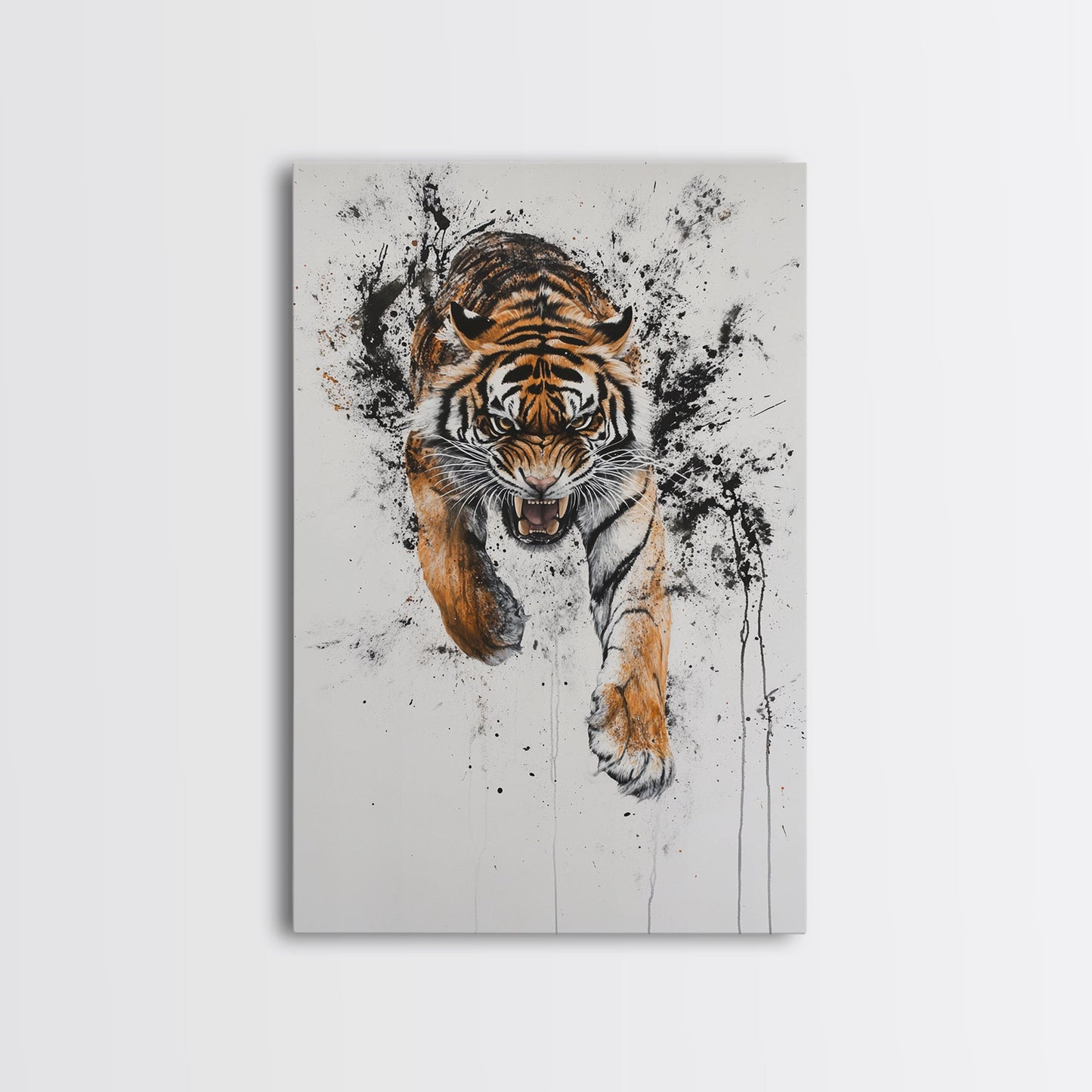 Animal Prints - Tiger Roar - Framed Canvas Print - Tiger Art - Tiger Decor -Gift For Him - Tiger Painting