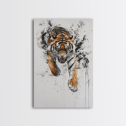 Animal Prints - Tiger Roar - Framed Canvas Print - Tiger Art - Tiger Decor -Gift For Him - Tiger Painting