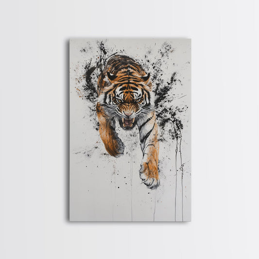 Animal Prints - Tiger Roar - Framed Canvas Print - Tiger Art - Tiger Decor -Gift For Him - Tiger Painting