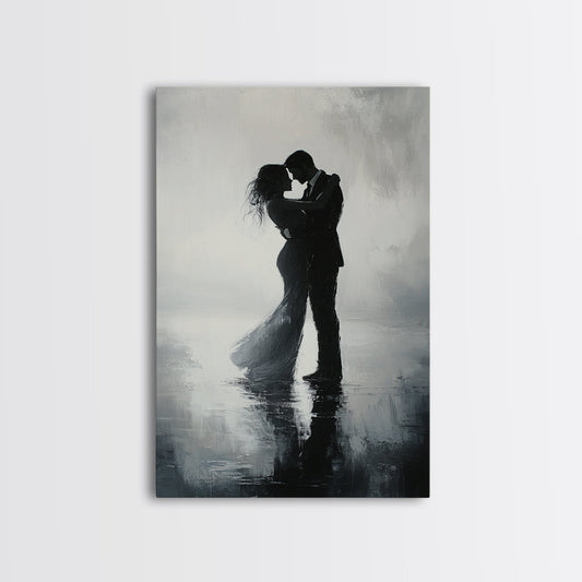 Oil Painting Print Of a Couple Dancing, Wood Framed Wall Art, Wedding Gift Idea, Wedding Decoration, Couple Dancing Art, Couple Painting