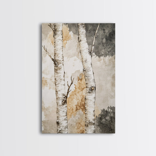 Ready To Hang Birch Tree Forest Painting Print Aspen Trees Painting Wall Art Wabi Sabi Modern Home Decor Minimalist Wabi Sabi Painting