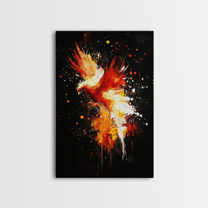 Phoenix In Flames, Retribution, Framed Canvas Print, The Phoenix, Framed Wall Art, Original Painting Phoenix, Punk Art, Graffiti Art
