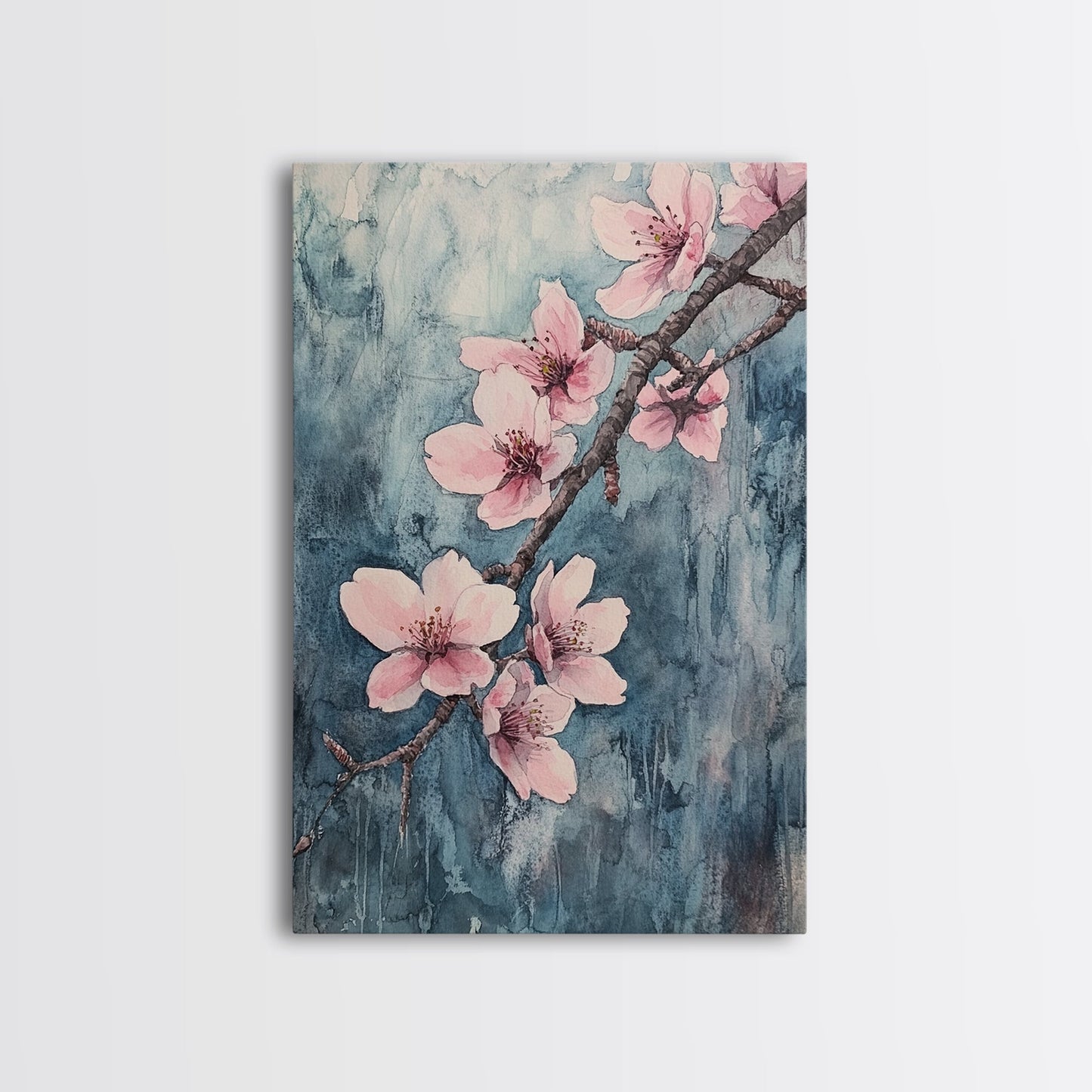Home Decor Cherry Blossoms Wall Art, Cherry Blossom Art, Large Gallery Wrapped Canvas, Ready To Hang Aesthetic Decor, Cherry Blossom Art