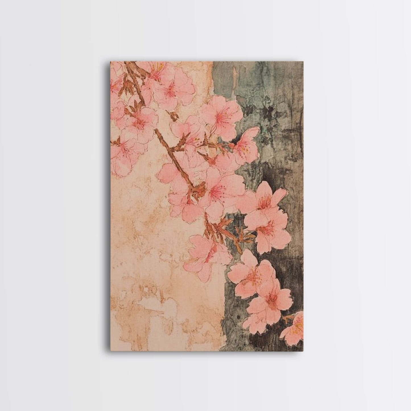 Skaura Tree Canvas Wall Art, Sakura Cherry Blossoms Canvas Print Ready To Hang, Japanese Style Art, Cherry Blossom Painting