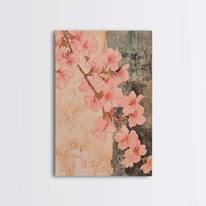 Skaura Tree Canvas Wall Art, Sakura Cherry Blossoms Canvas Print Ready To Hang, Japanese Style Art, Cherry Blossom Painting